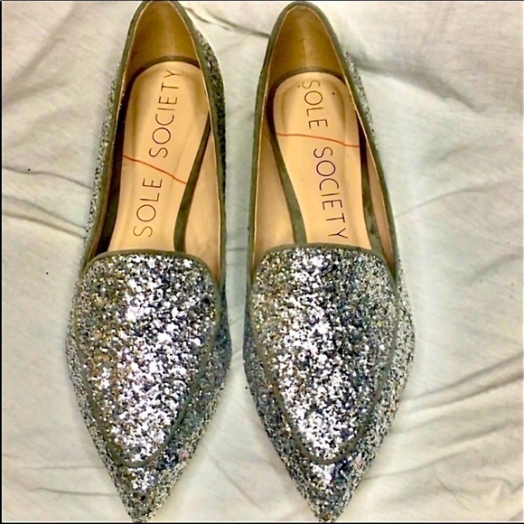 SOLE SOCIETY Cammila Silver "HiFive Glitter" - Picture 1 of 8